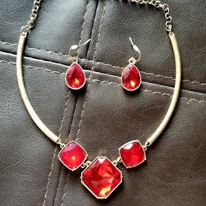 Red necklace and earring set